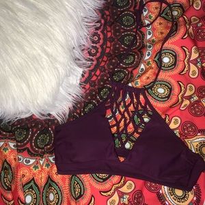 Rue 21 maroon halter top bikini top